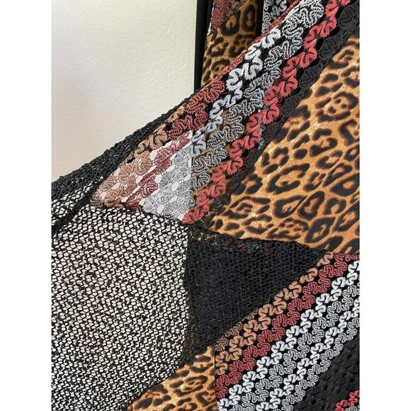 Avenue Womens Plus 26/28 Cardigan Duster Mix Media Animal Print Lace Mid Length - Picture 11 of 12